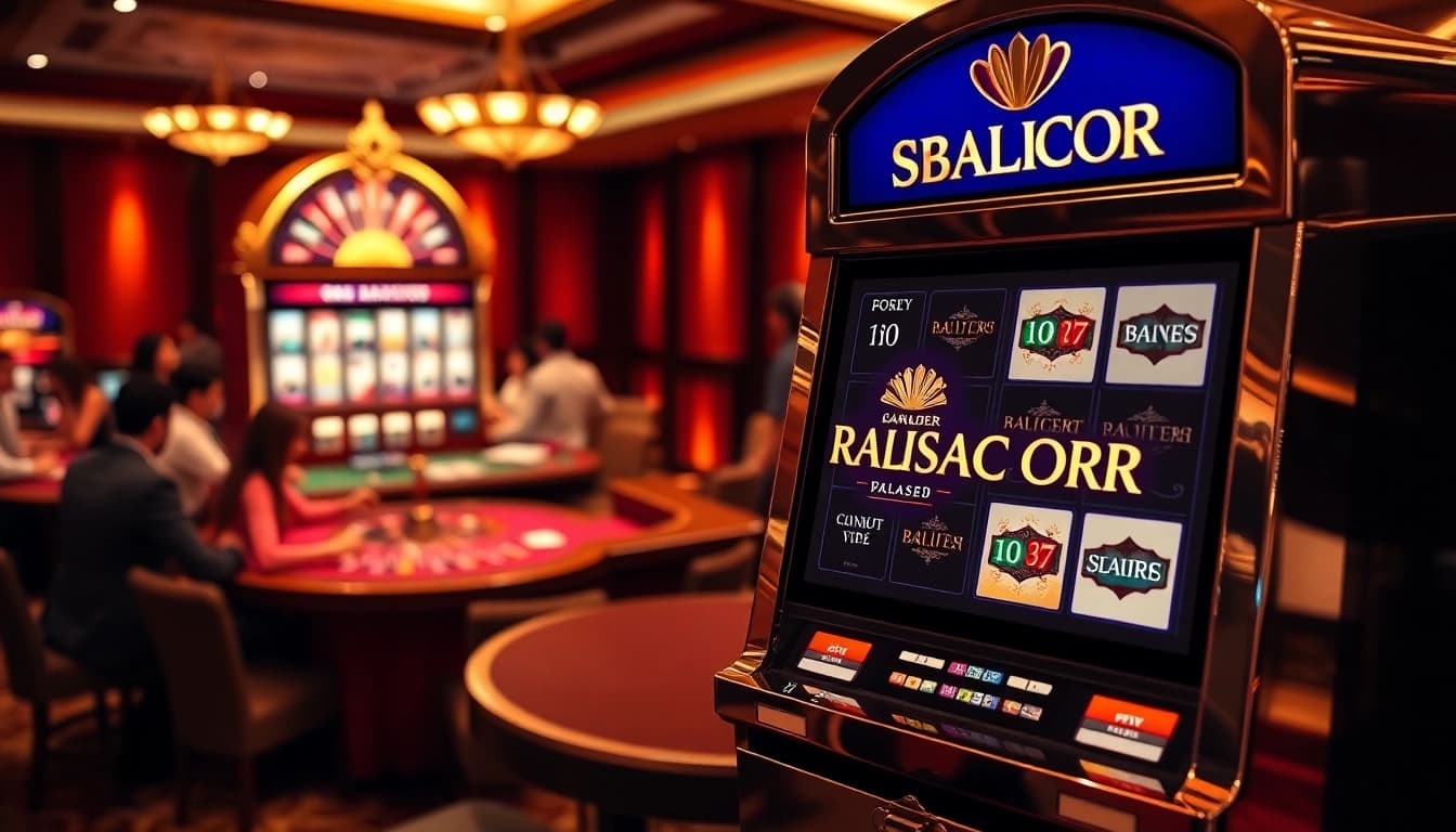 Experience the thrill of RAJAGACOR at a vibrant casino with slot machines and poker tables.