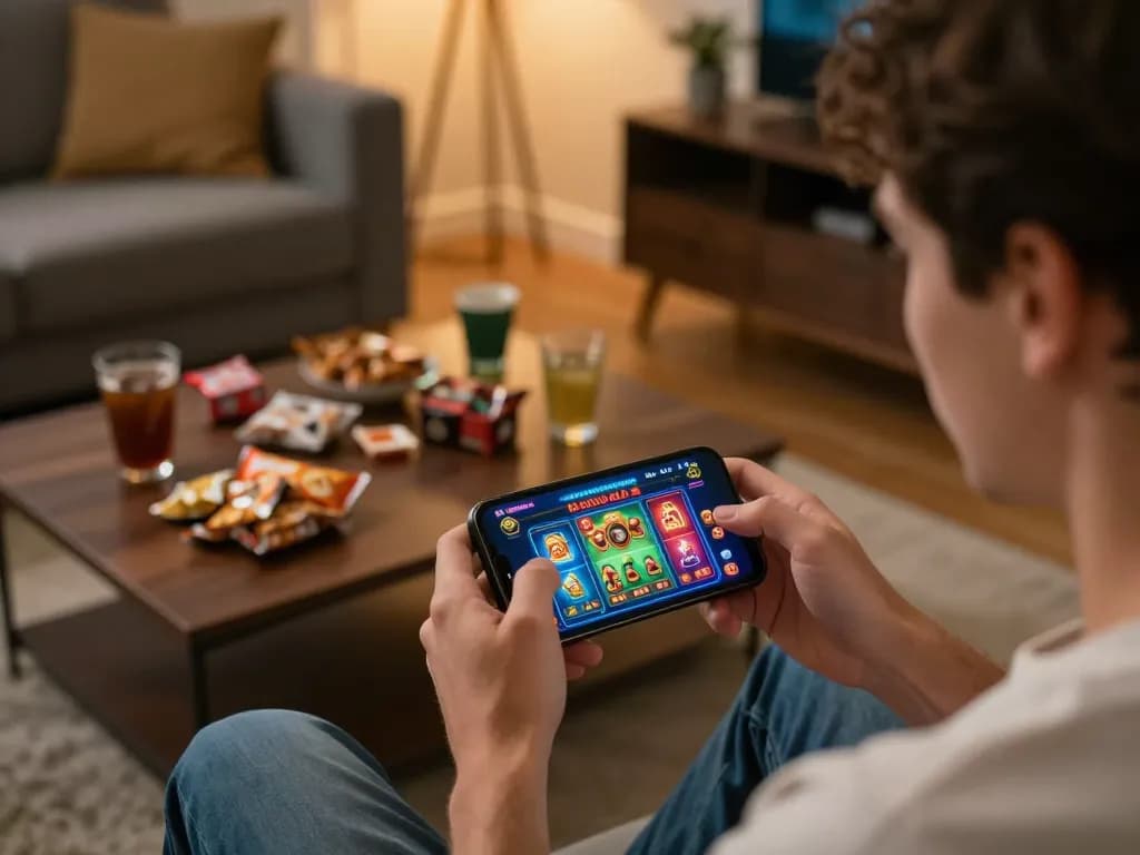 Keterlibatan dalam sesi permainan ombak88 yang mendebarkan di smartphone dalam suasana rumah yang nyaman.