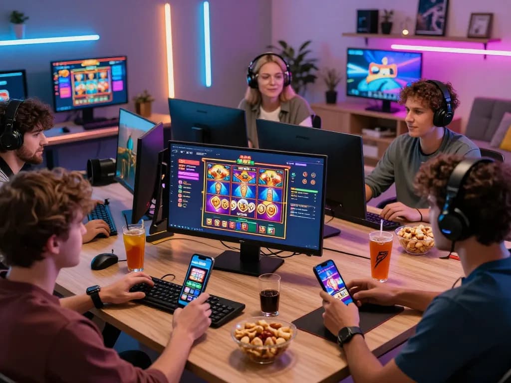 nk88 online gaming scene with diverse players engaging in exciting games and digital interactions.