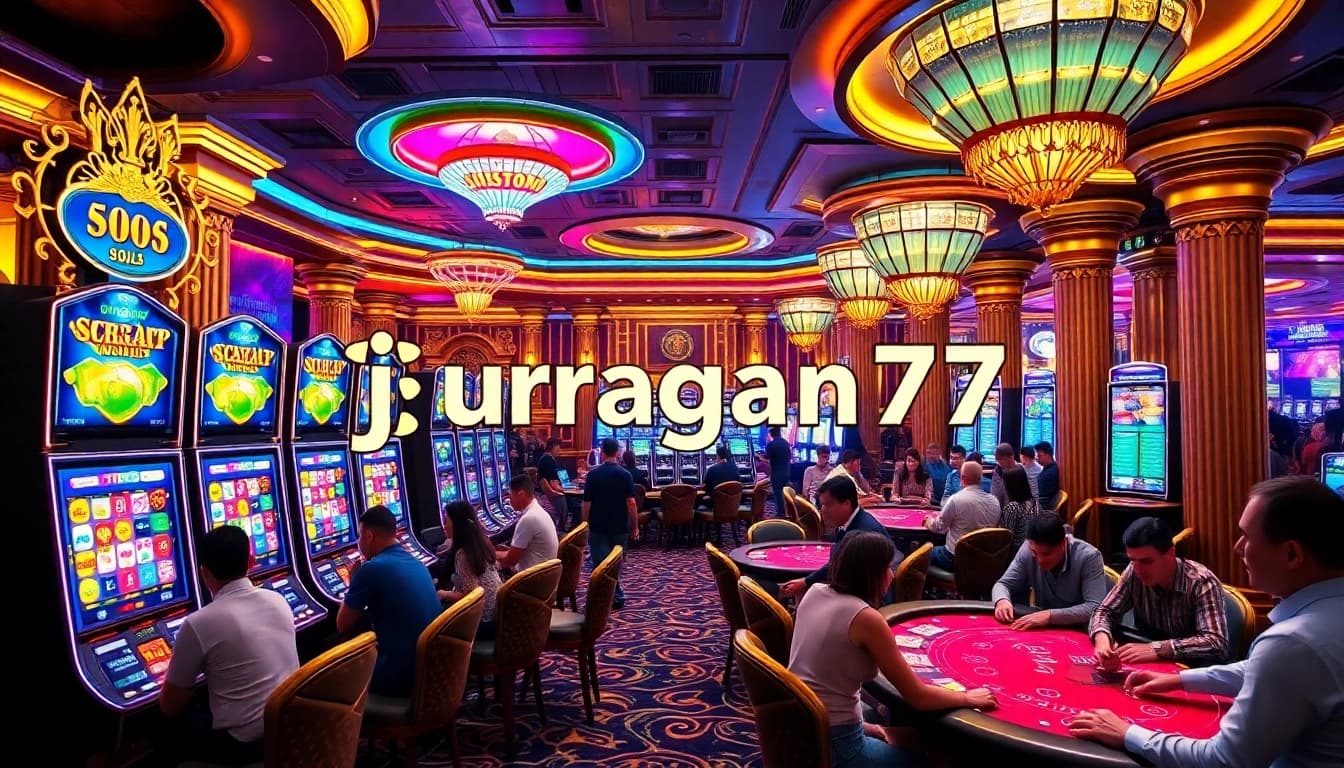 Players enjoying exciting slots at juragan77 casino, highlighting luxury and thrill.