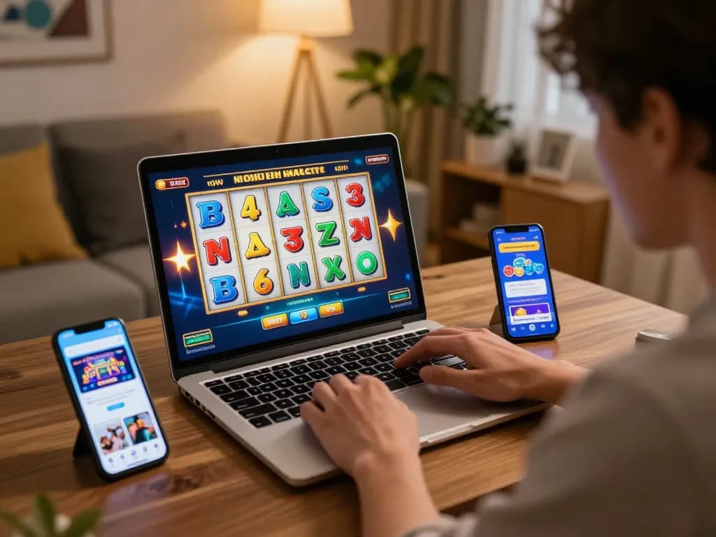 Player enjoying a thrilling slot machine experience on 68win platform, showcasing colorful reels and excitement