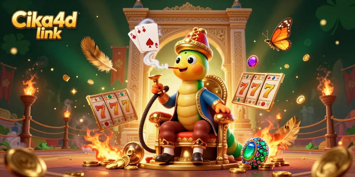 Engage with the exciting world of cika4d link showcasing slot reels and casino elements in a dazzling scene.