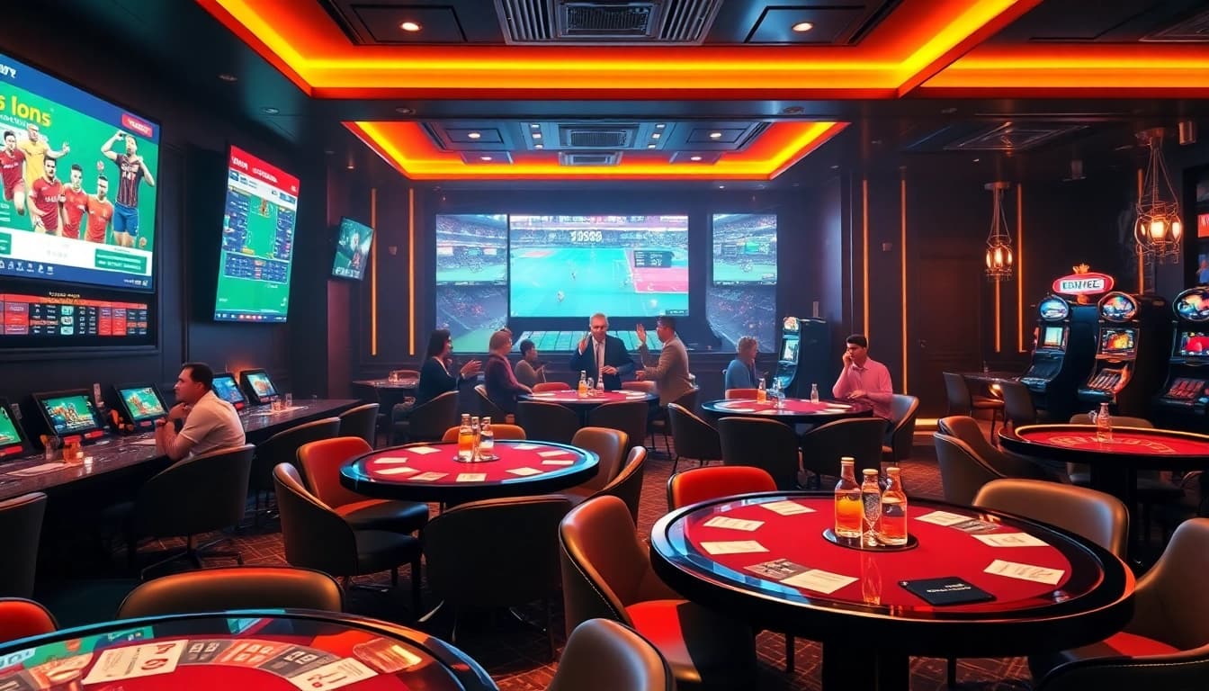 Situs Judi Bola Piala Dunia 2026 - Experience vibrant betting action in a luxurious sports lounge.