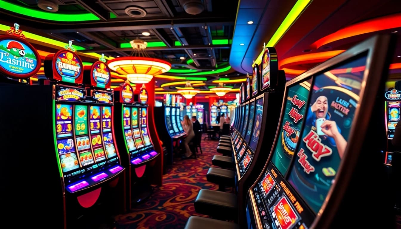 Menampilkan rekomendasi situs slot gacor dengan mesin slot cerah di kasino yang ramai.