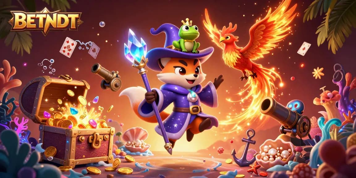 Experience the thrill of BETBDT with a magical wizard fox, phoenix, and treasure-filled adventure.