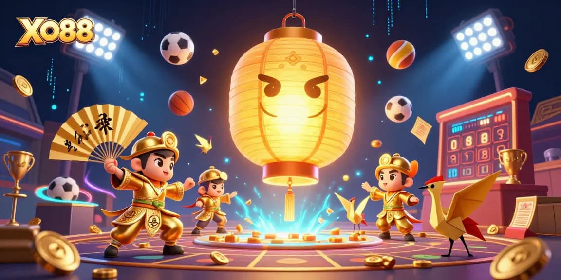 Engaging scene highlighting XO88's dynamic casino experience with vibrant characters and game elements.