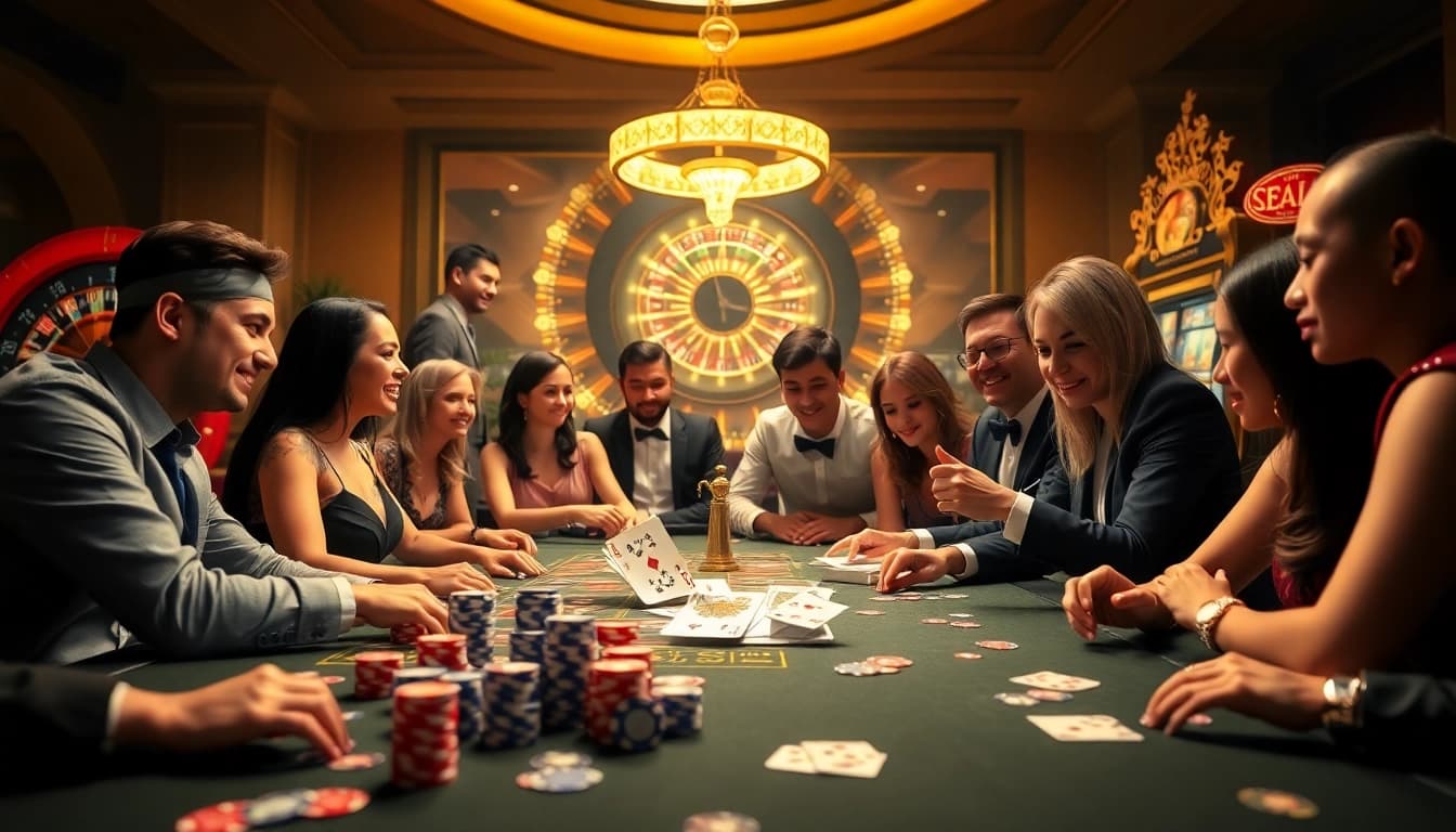 Experience thrilling casino gameplay at https://nk88s.net/ with vibrant poker tables and roulette wheels.