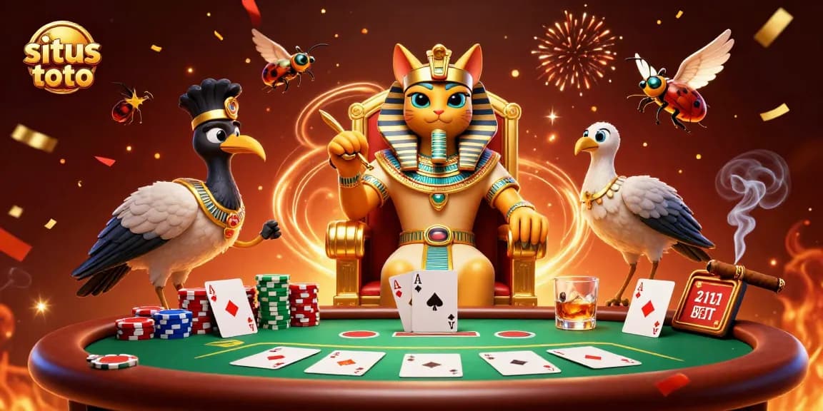Experience situs toto online with a vibrant 3D casino scene showcasing poker excitement.