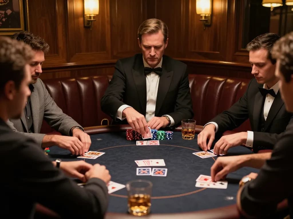 bdtk66 players engaged in intense poker strategy in a dimly lit underground room