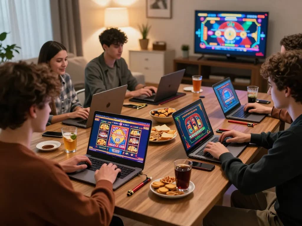 Enjoying online gaming at home with inkingrey, players engaged in various casino games on multiple devices.