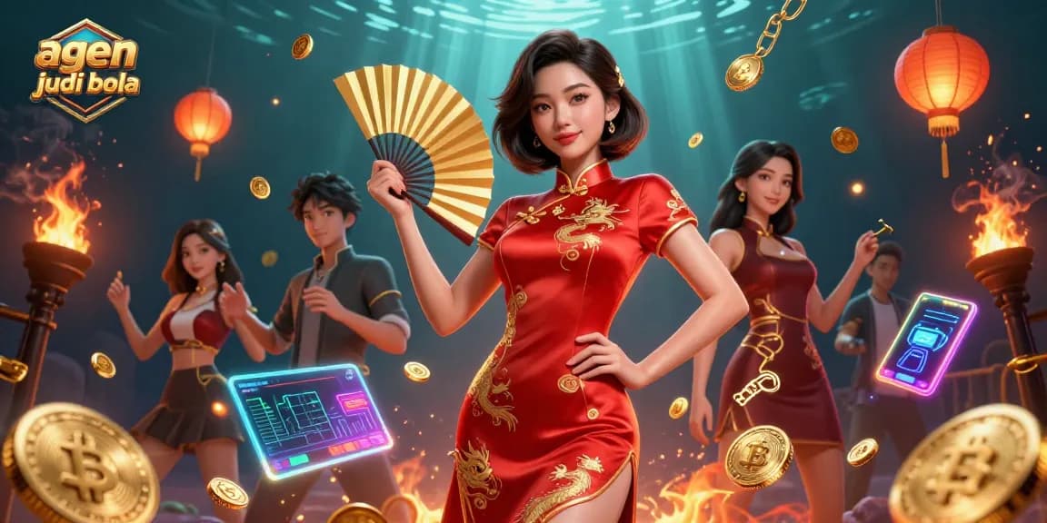 Experience thrilling sports bets with agen judi bola featuring dynamic illustrations of winning moments.
