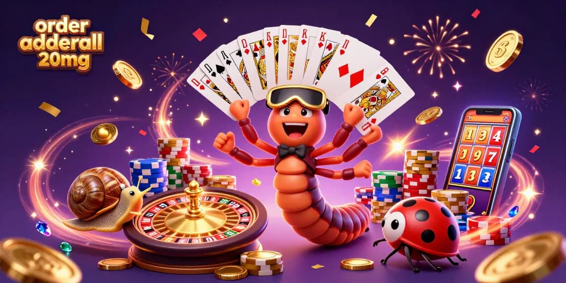 Experience the thrill of order adderall 20mg in this casino-themed vibrant 3D illustration.