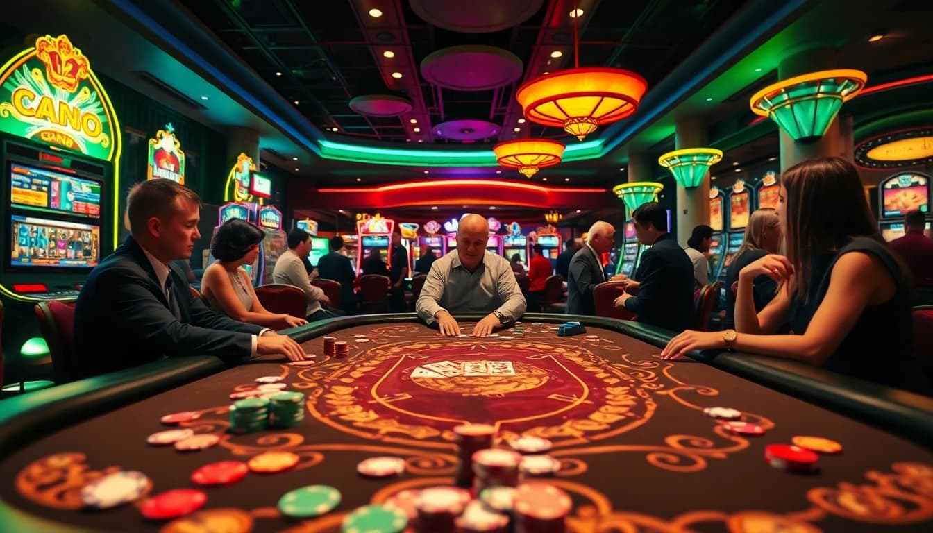 Experience y3娱乐 at a lively casino table bustling with action and colorful chips.