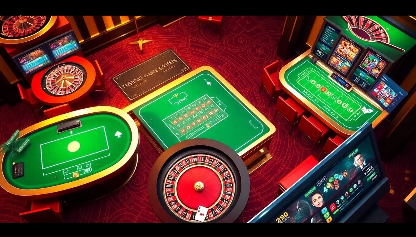 Exciting online gambling scene featuring nhà cái rr88 with vibrant casino tables and slot machines.
