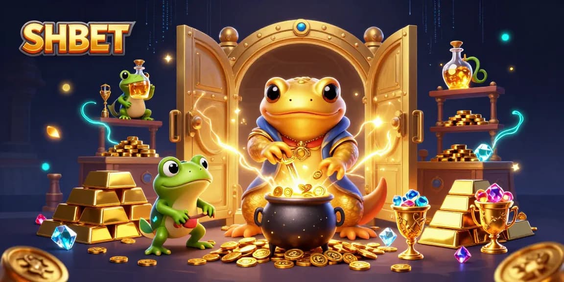 Experience SHBET's exciting atmosphere with a vibrant illustration of fortune and adventure in gambling.