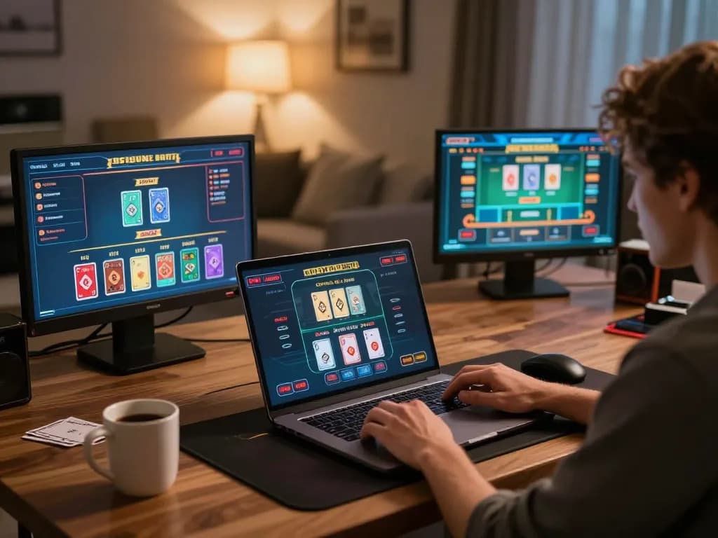 Jogoluck user actively engaging in a live dealer game on laptop, showcasing online gambling experience.