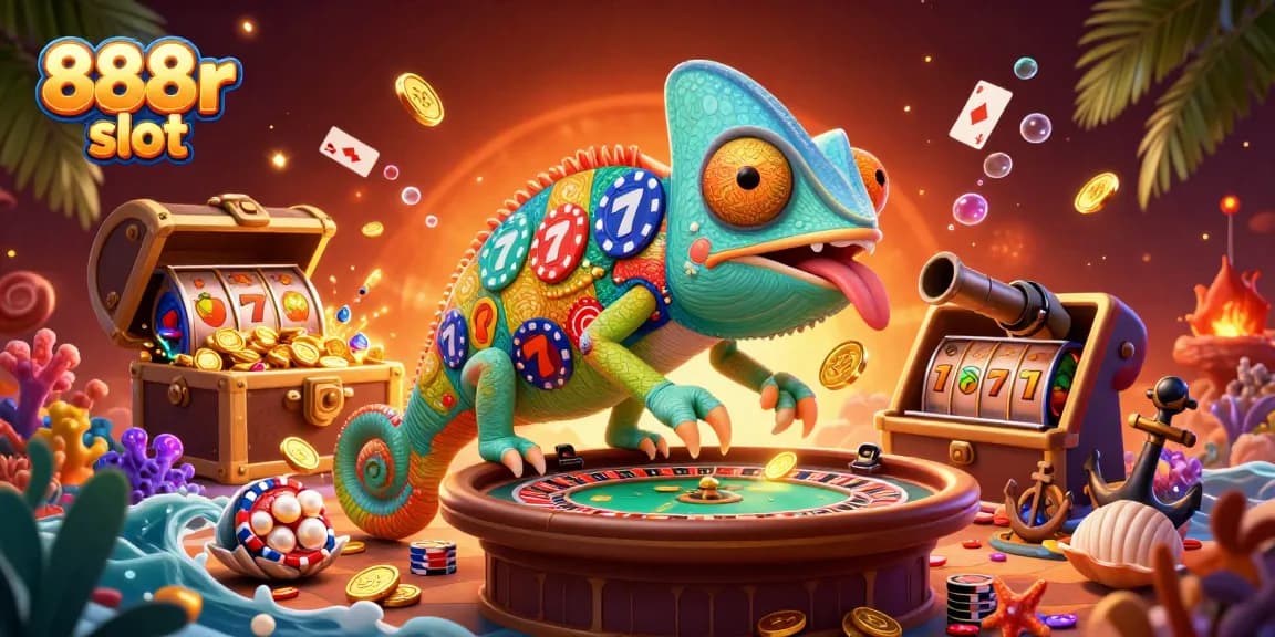 Experience vibrant gameplay with 888r slot featuring lively chameleon character and rich game elements.
