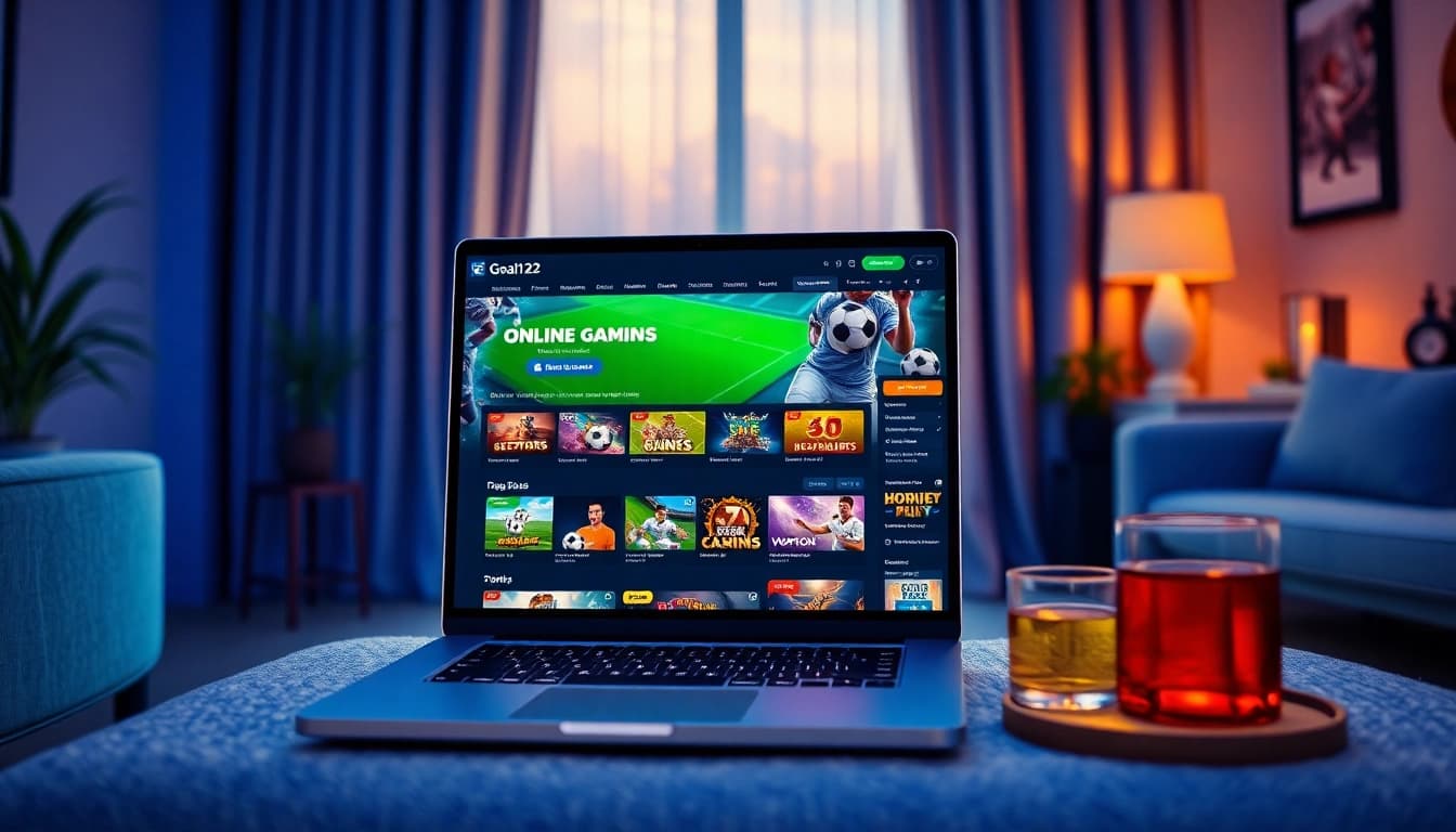 Engaging and vibrant scene showcasing Goal123 online gaming interface in a modern home setting.