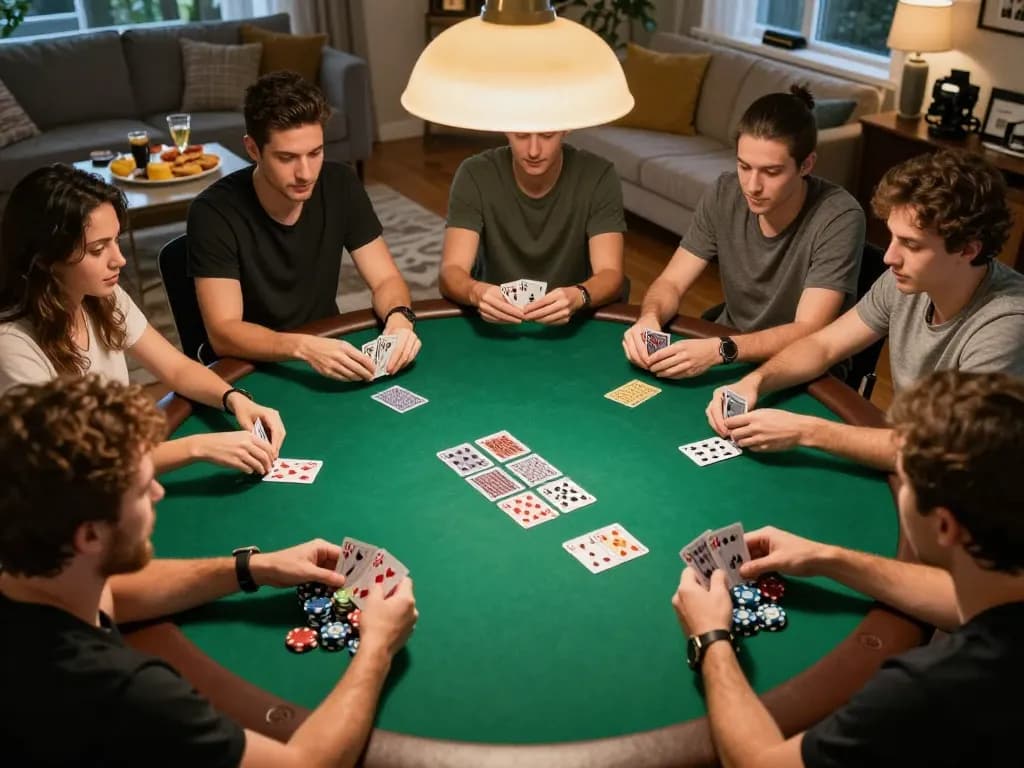 Experience thrilling poker gameplay with friends at home in this exciting winstrike69 scene.
