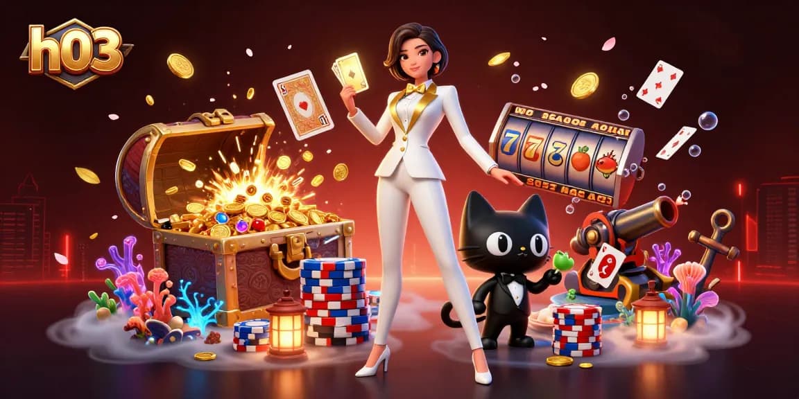 Rasakan slot yang mendebarkan di h03 dengan dealer glamor, chip poker berwarna-warni, dan koin emas.