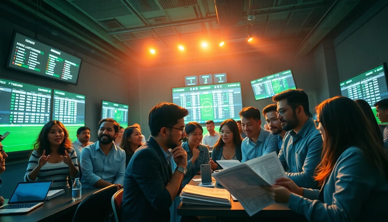 Dynamic betting analysis scene reflecting keonhacai trends in football.