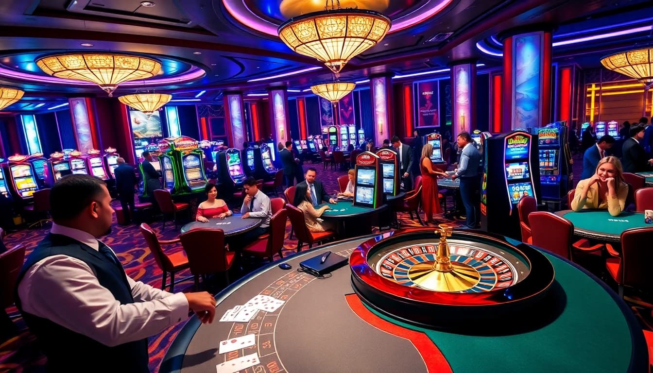 Exciting casino scene featuring players at i9bet tables, highlighting vibrant culture and gambling thrills.