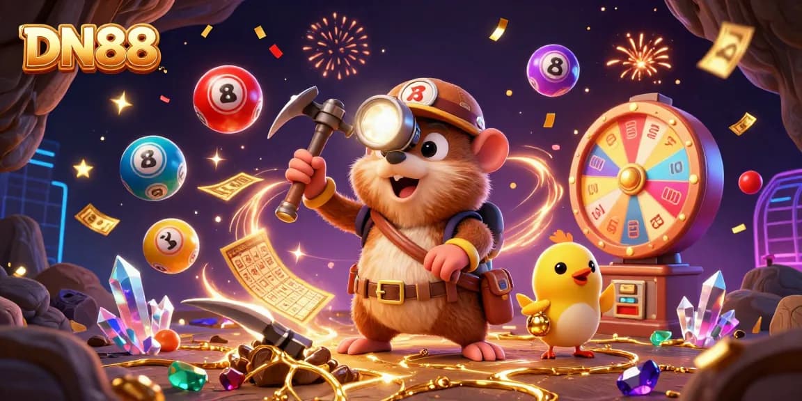 Engage with DN88's thrilling casino experience featuring a vibrant treasure hunting theme.