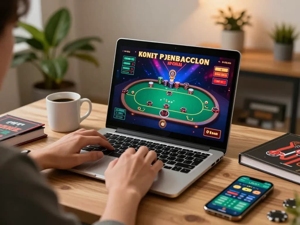 sunwin player engaging in online poker gameplay with vibrant graphics on laptop