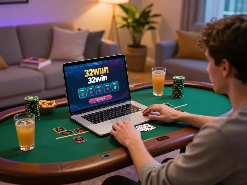 Engaging in live dealer blackjack at 32win with snacks and drinks in a cozy setup.