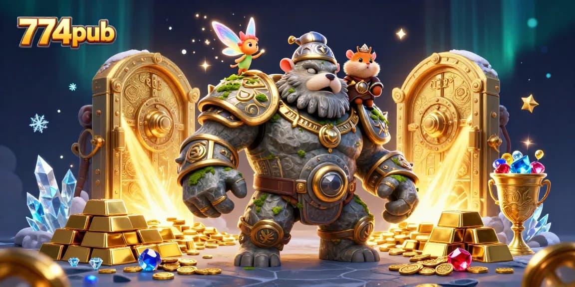Experience thrilling adventures at 774pub with magical characters and sparkling treasures in this vibrant illustration.