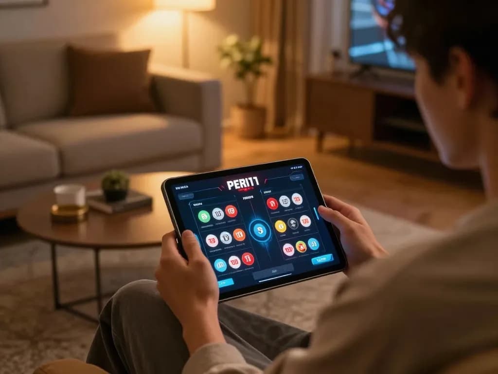 Engaging with PERI11 online Toto Hongkong while analyzing betting strategies in a cozy home setting.