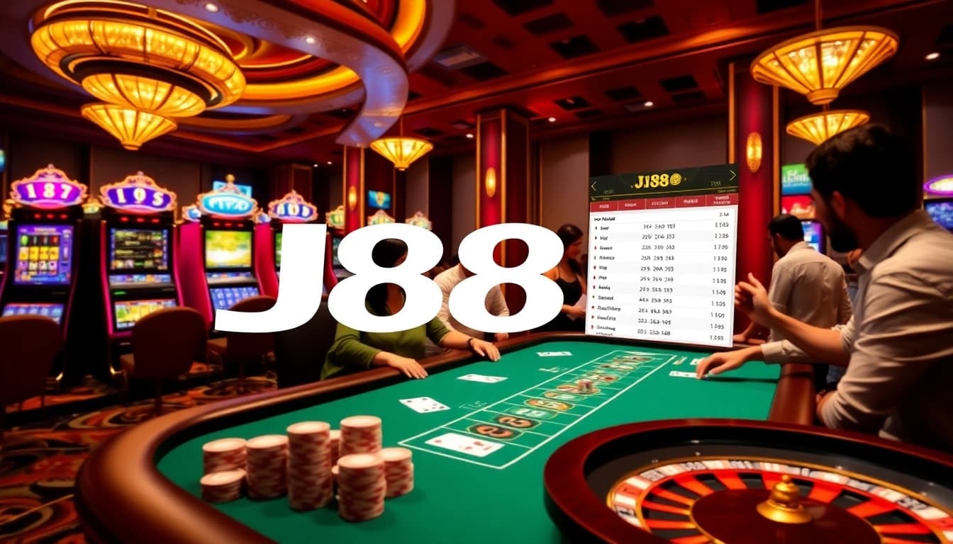 Players enjoying the excitement of J88 casino games with vibrant visuals and engaging interfaces.