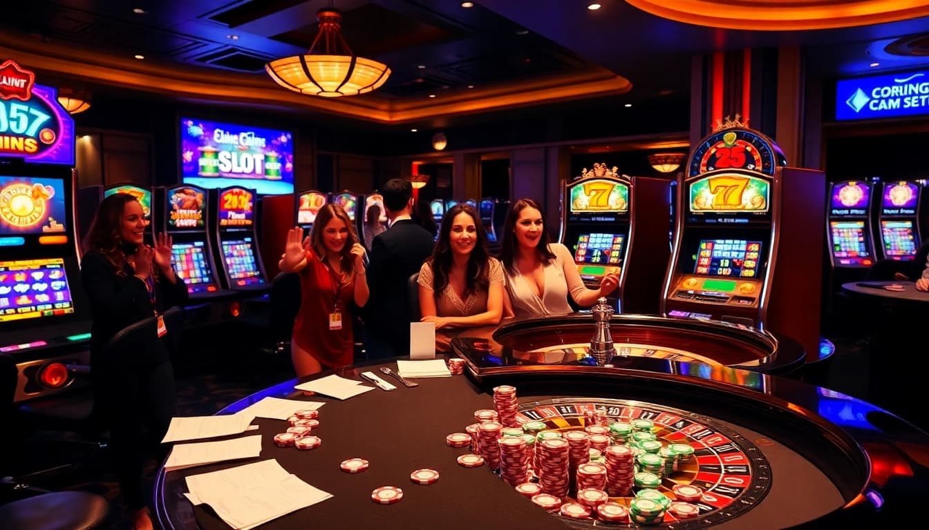 Exciting slot online games showcased in a vibrant casino scene with diverse players enjoying their gaming experience.