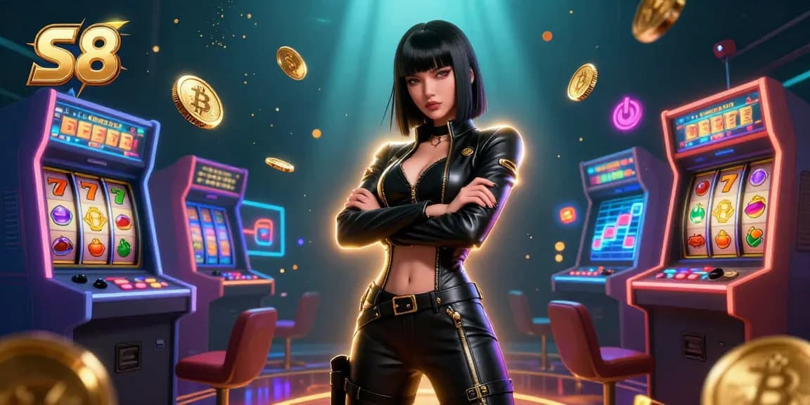 S8 engages players with slot games featuring neon graphics, showcasing a dynamic casino atmosphere