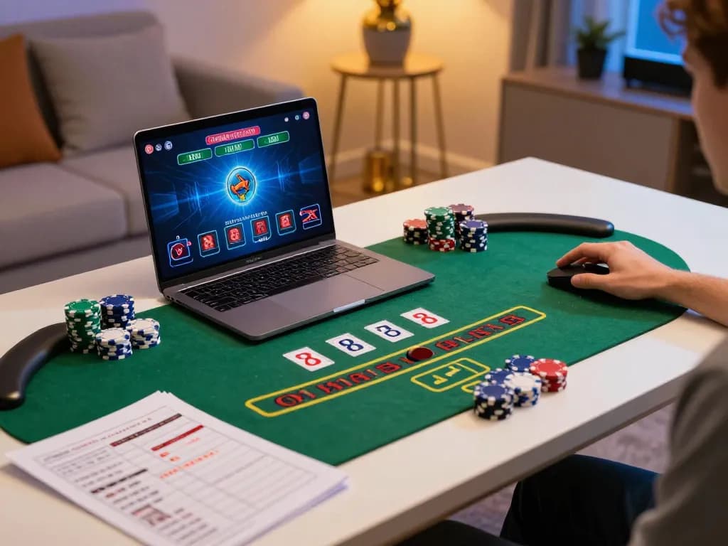 Engaging in live dealer blackjack on rr88 in a modern home setting with vibrant ambiance