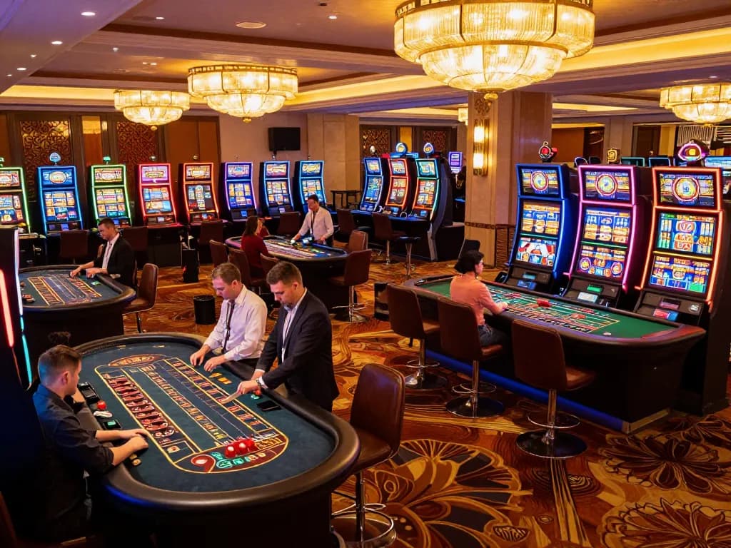 W88 players engaging at roulette tables in a luxurious casino atmosphere