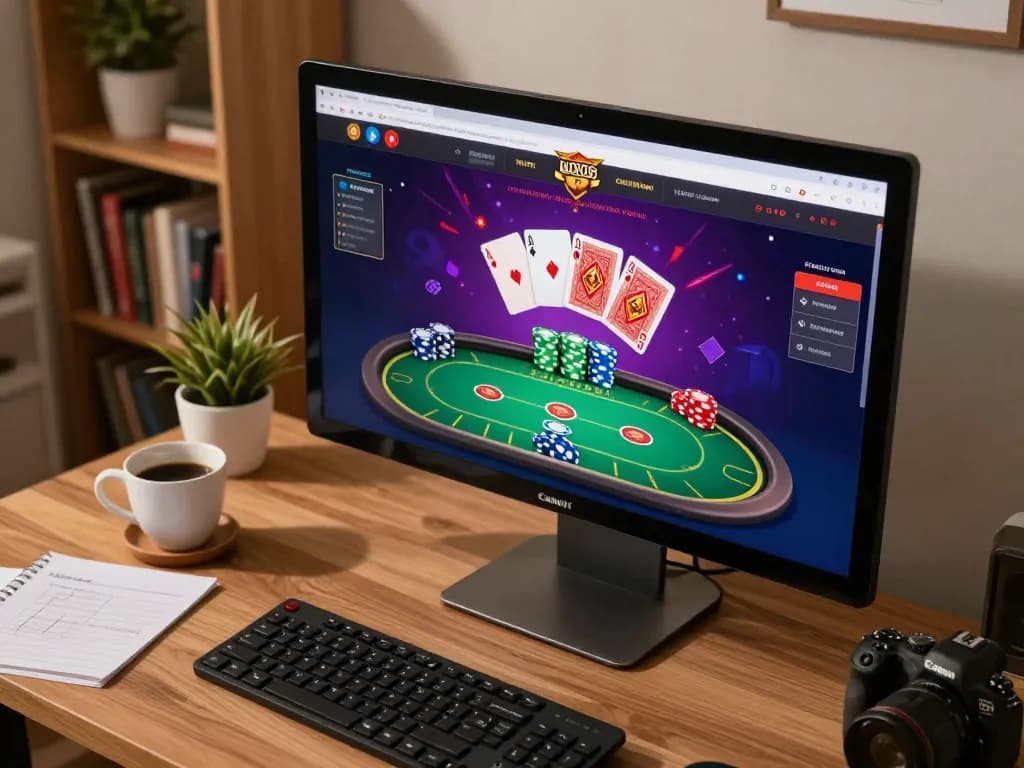 Players engage in exciting poker games on sunwin platform from cozy home office with lively interface