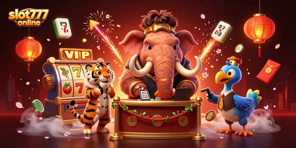 Experience the excitement of slot777 online with vibrant slot reels and dynamic characters in a lively casino scene.