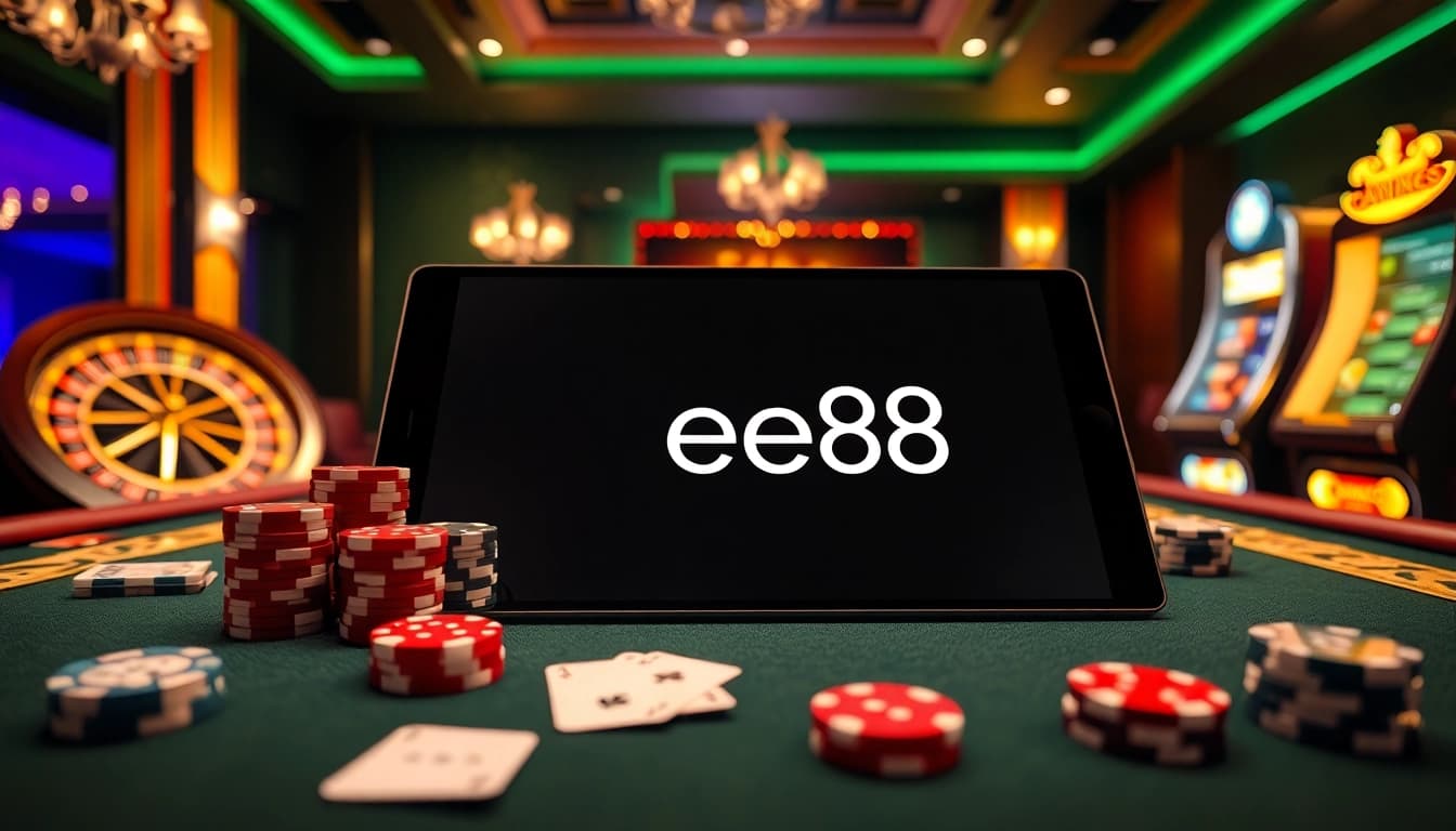 Players enjoying poker and slots at ee88 in a luxurious casino setting