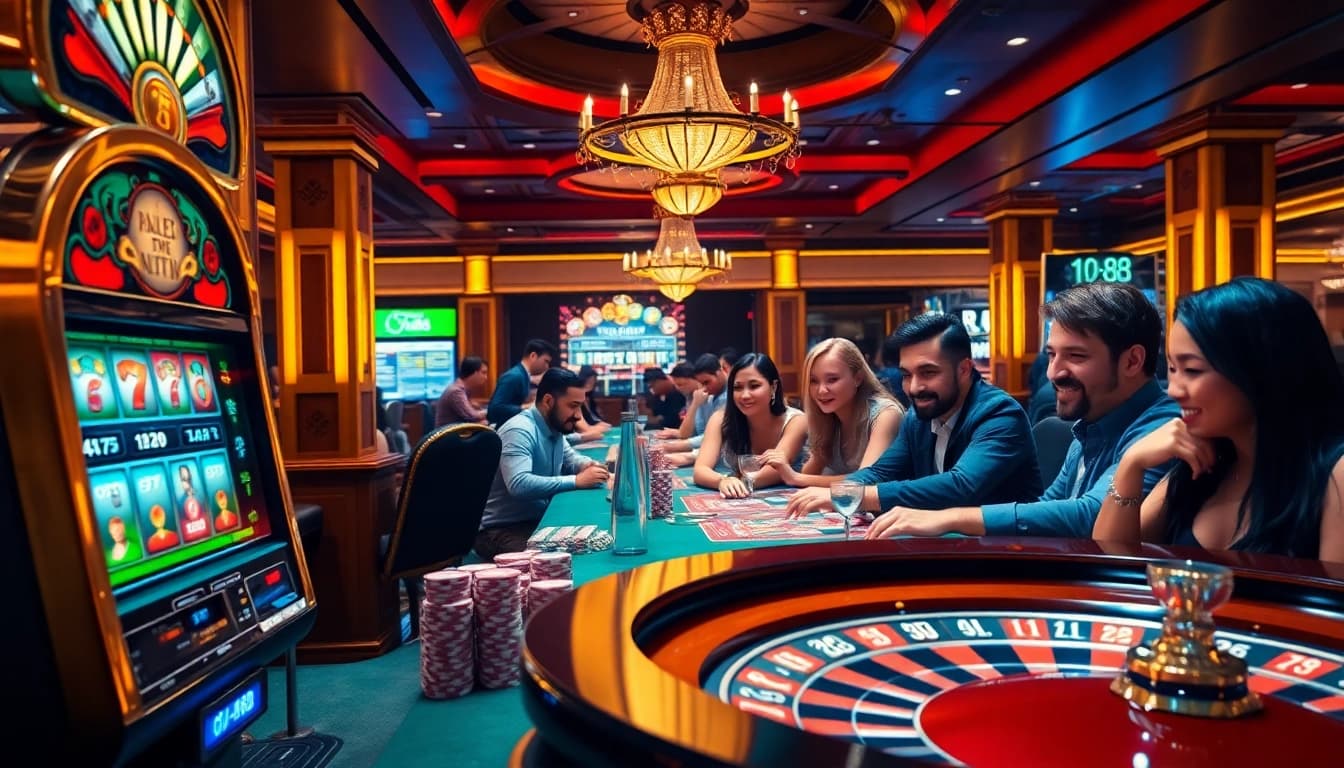 Players engaging in exciting gambling activities at jun88 casino