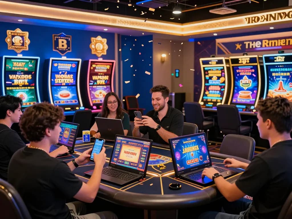 Players engaged in exciting online casino games at xx88, capturing vibrant gaming atmosphere.