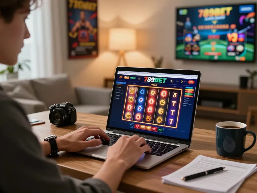 Engaging with 789BET online casino interface showcasing vibrant slot games and winning lines.