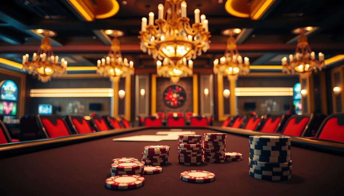 Engaging 18vip娛樂 casino scene showcasing a stylish poker table and vibrant ambiance.