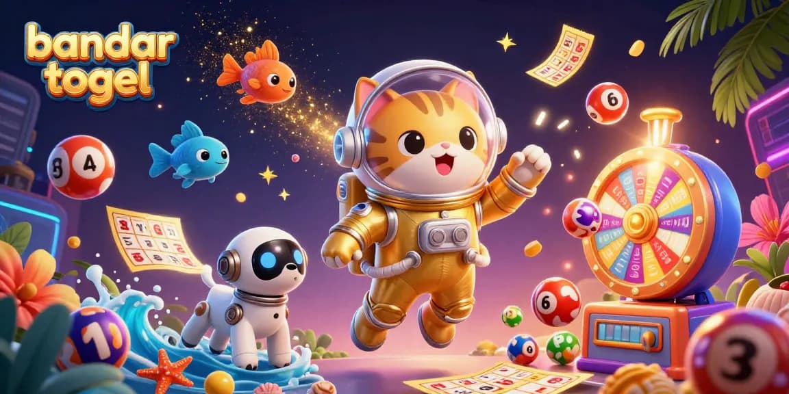 Bandar togel gaming adventure with lucky lottery elements and 3D characters.