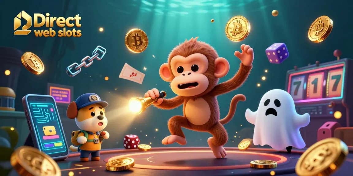 Engage with Direct web slots as energetic characters juggle coins in a ghostly casino.