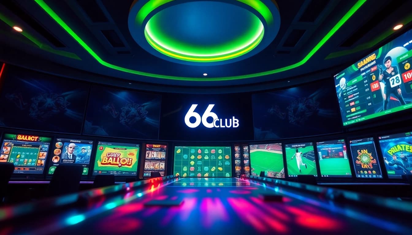 Vibrant interface showcasing games at 66club, highlighting online betting excitement.