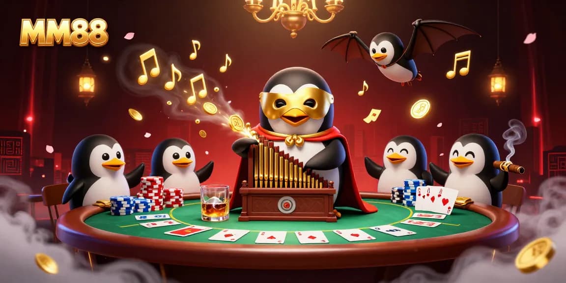 Experience thrilling wins at MM88 with a 3D illustration of phantom characters enjoying a vibrant casino atmosphere.