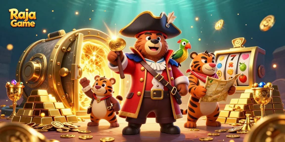 Engage with Raja Game in an exciting atmosphere filled with spinning slots and treasures!