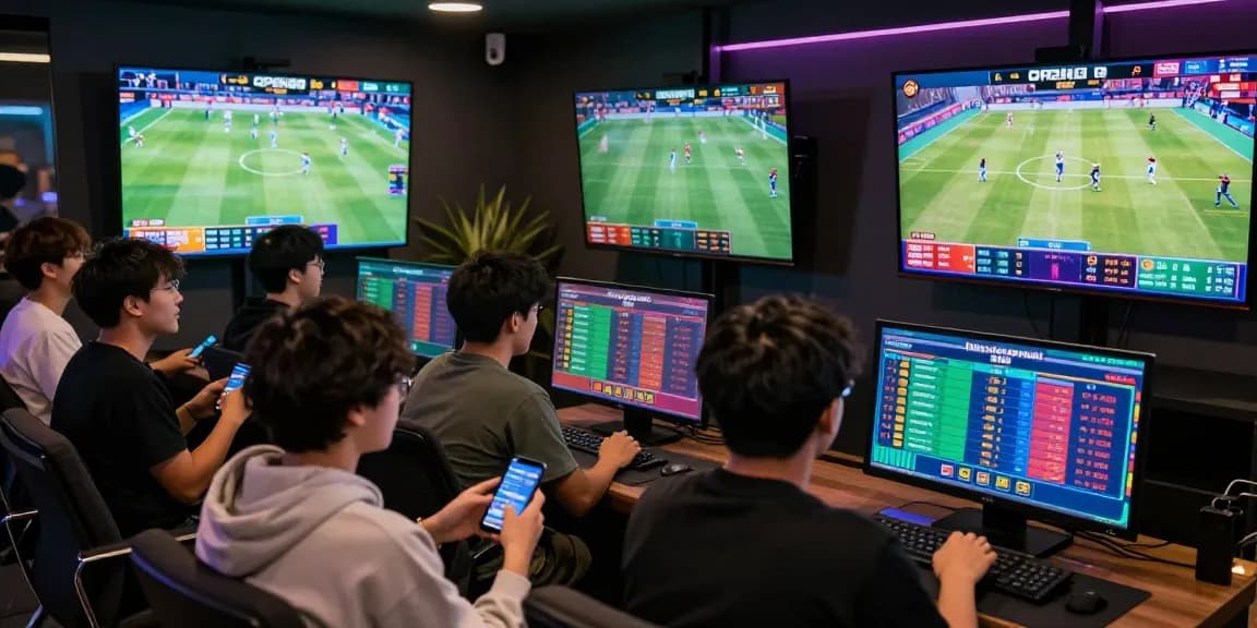 OPEN88 online sports betting scene with players engaged in live matches and betting activity, showcasing vibrant digital interface.