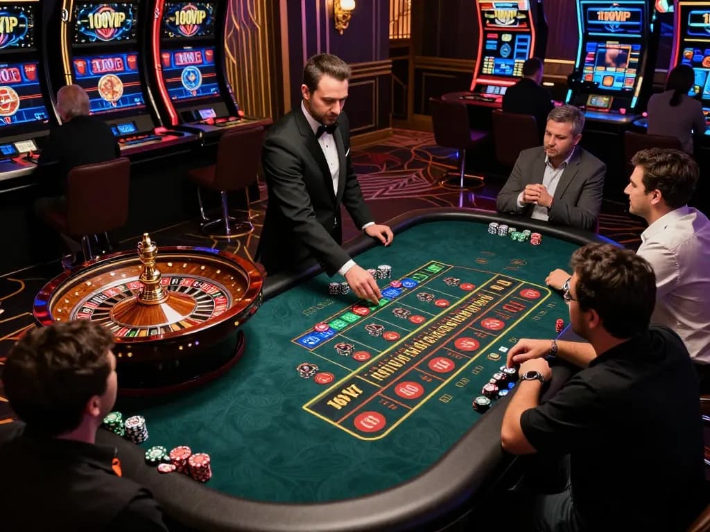 Players enjoying a thrilling live dealer game at 100VIP casino showcasing interactive gameplay.